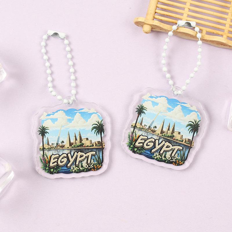 Iconic Landmark Acrylic Keychain Pendant - National Style Architecture Commemorative Souvenir