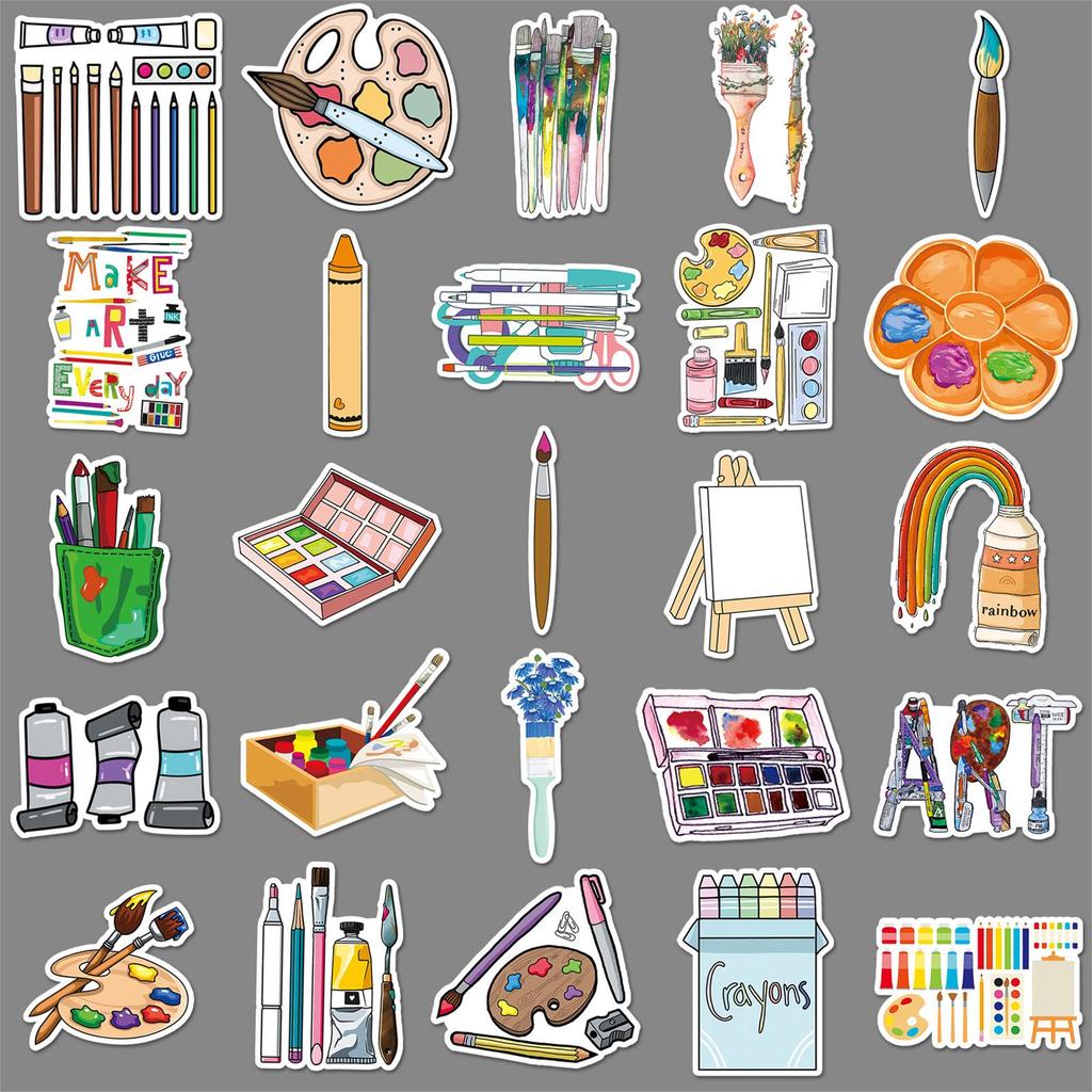 50pcs Creative Cartoon Waterproof Stickers for Planner & Stationery
