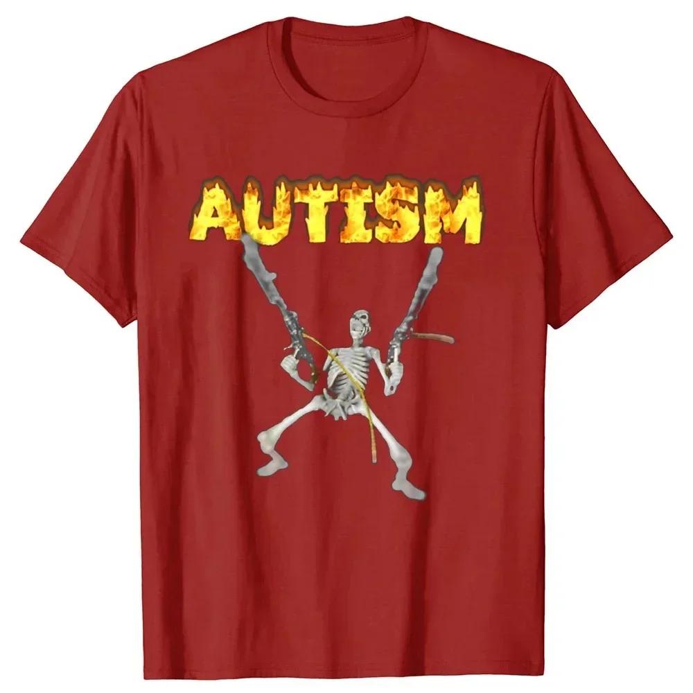 Retro Autism Skeleton Funny Women T-Shirt Neurodivergent Autism Awareness Support Graphic Tee Halloween Gifts Women Clothes