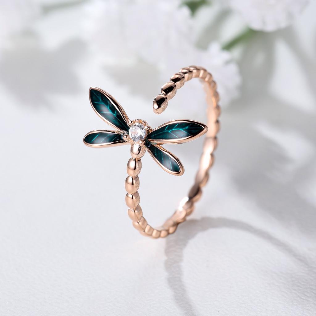 Personalisierter Insekt Libelle Design mit einem offenen Ring Retro und minimalistischer Stil Tropfölring