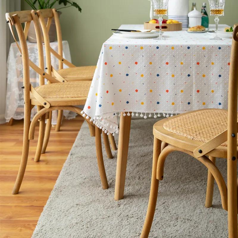Daisy Tassels Cotton Tablecloth For Bedroom Rectangle Dining Table Cover Party Tablecloth Dustproof Desk Cover Living Room Decor