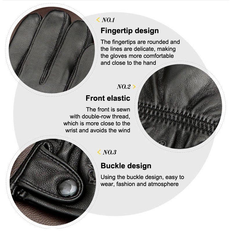 1Pair Men'S Pu Leather Winter Autumn Driving Keep Warm Gloves Fleece Tactical Gloves Black Outdoor Sports Waterproof Mitten