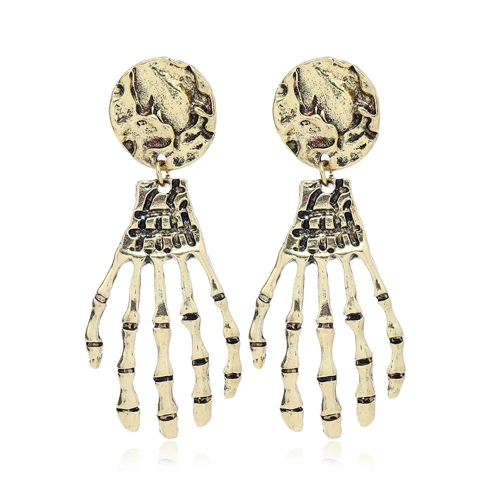 Halloween Accessories, Retro Skull Hand Bone Earrings, Personalized Earrings
