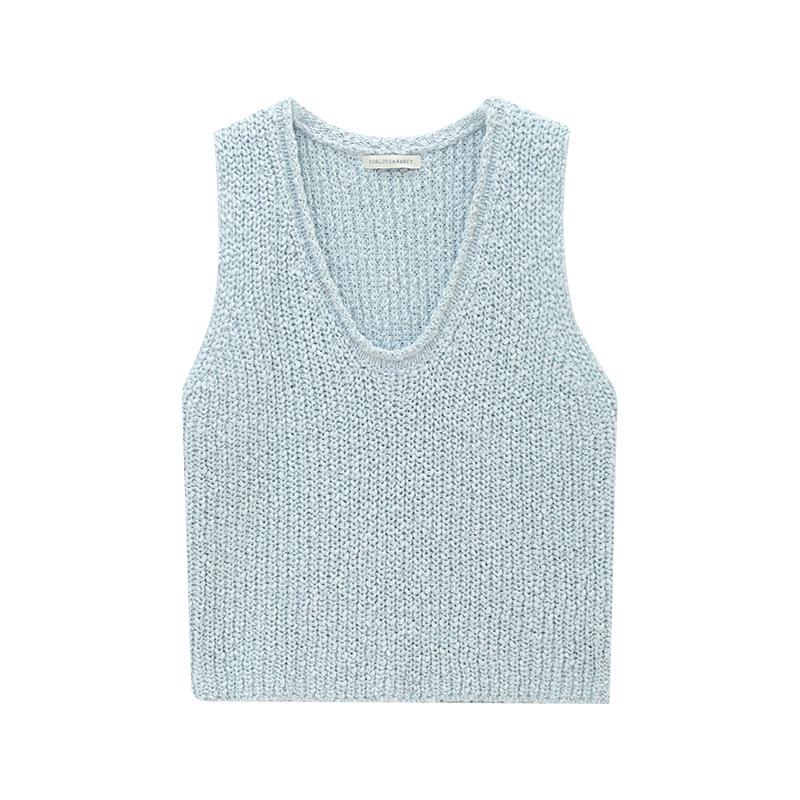 

Love & Nancy Spring 2025 Layered Cotton Deep U-Neck Sleeveless Knitted Vest for Women