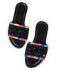2025 Summer Open Toe Women's Round Toe Slipper Outdoor Daily Sandals Women with Mixed Colors Bling Plus Size Low Heel Slippers