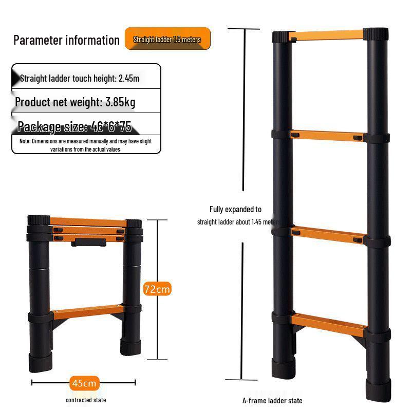 Stainless Steel Telescopic Aluminum Alloy Folding Step Ladder