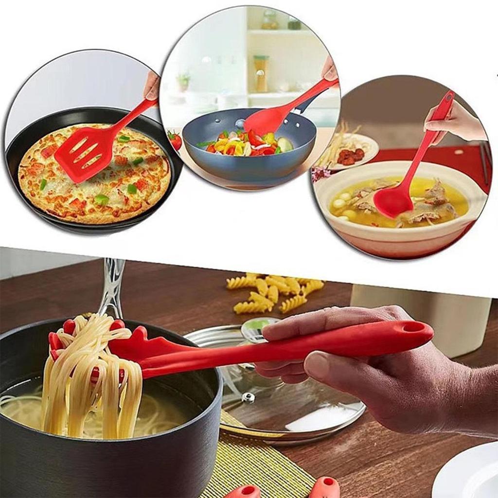 10PCS Silicone Kitchen Utensil Set - Spatula, Spoon, Ladle, Spaghetti Server & Slotted Turner