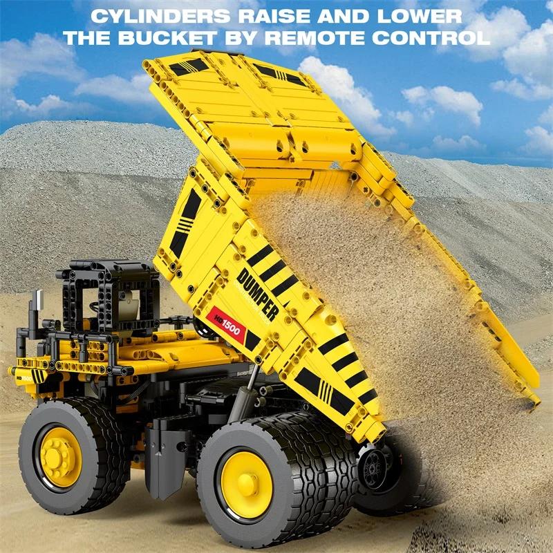 Non-Toxic 1622Pcs Mining Dump Truck Building Blocks City Engineering Car Model Bricks Technology Rc Car Model Children'S Diy Toys Gifts