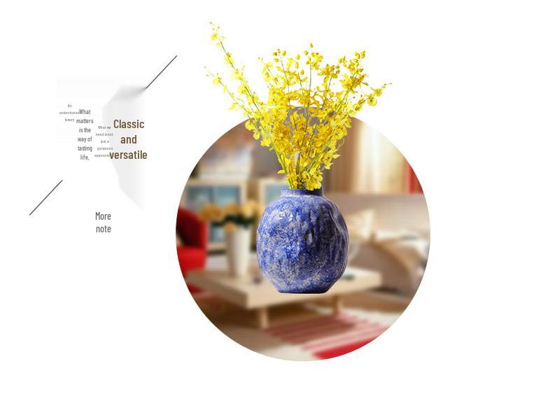 Nordic Minimalist Blue Ceramic Vase for Living Room Flower Arrangements