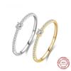 Modian 2021 Real 925 Sterling Silver Simple Square Clear CZ Charm Gold Color Finger Rings For Women Wedding Engagement Jewelry