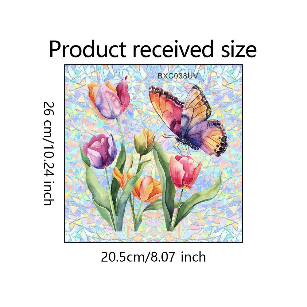 

Colorful Tulip Butterfly Home Balcony Glass Door and Window Background Beautification and Decoration Window Stickers