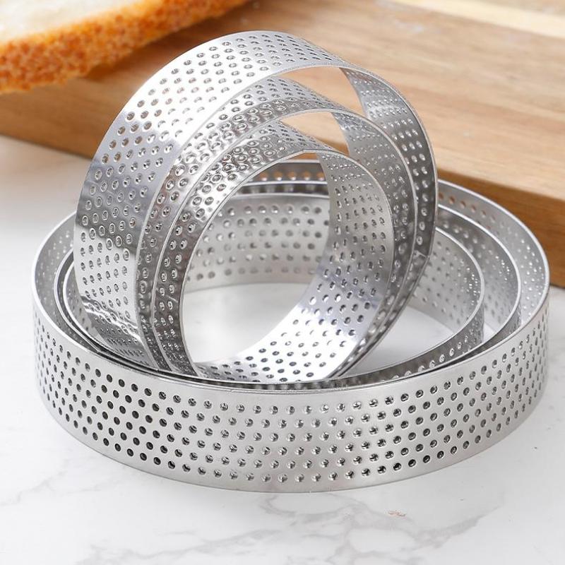 5/6/7/8/9/10 Cm Perforated Tart Rings With Hole Stainless Steel Tart Bottom Tower Fruit Pie Quiches Cake Ring Mousse Baking Mold