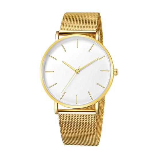 Men Mesh Band Minimalist Watch Watch Simple Quartz Analog Round Dial Wristwatch F