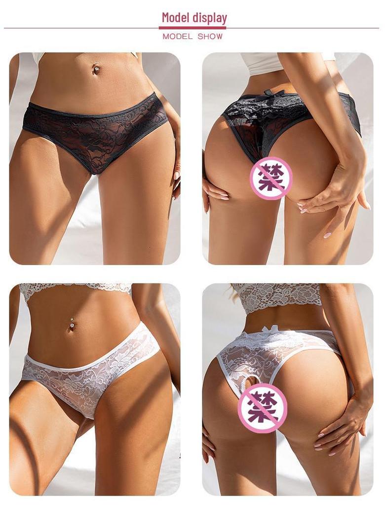 Plus Size Sexy Lace Open Crotch Breathable Temptation Triangle Panties for Women - New Style 5178