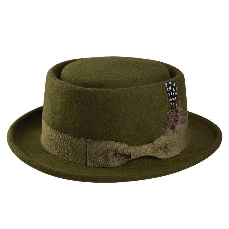 Zylinderhut aus Wolle mit großer Krempe und breiter Kante, Jazzhut, Cowboyhut, britischer Gentleman-Hut, Herbst und Winter, bequemer, modischer, warmer Filzhut