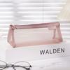 Triangle Mesh Pencil Case Retro Color Zipper Stationery Bag Fashion Transparent Bills Bag  Outdoor