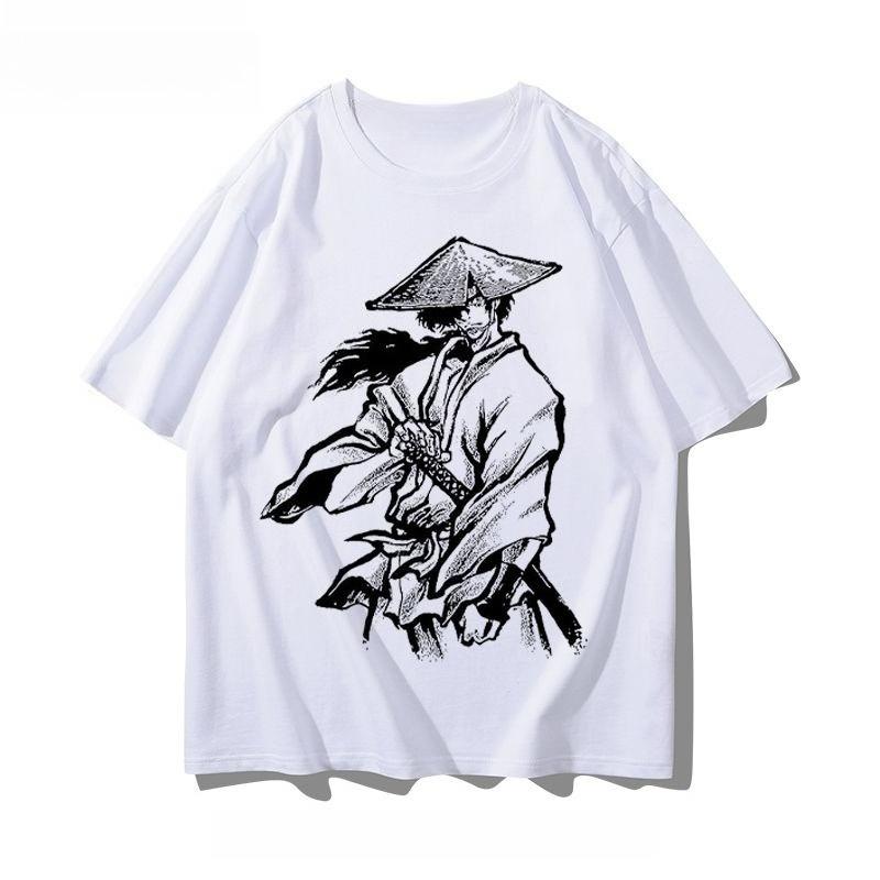 2025 Autumn and Winter New Men's and Women's Retro Knight Print T-shirt Pure Cotton Round Neck Comfortable High-quality T-shirt