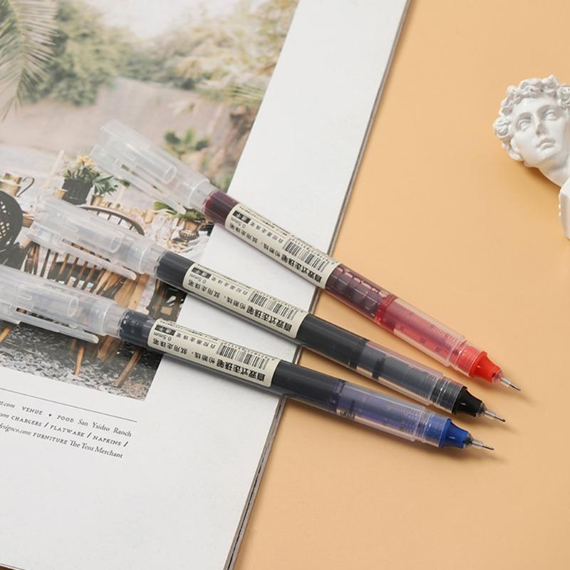 10Pcs/Pack Portable Rollerball Pen 3 Colors Optional Anti-Slip Pen Grip 0.5mm Needle Nib Office School Writing Supplies