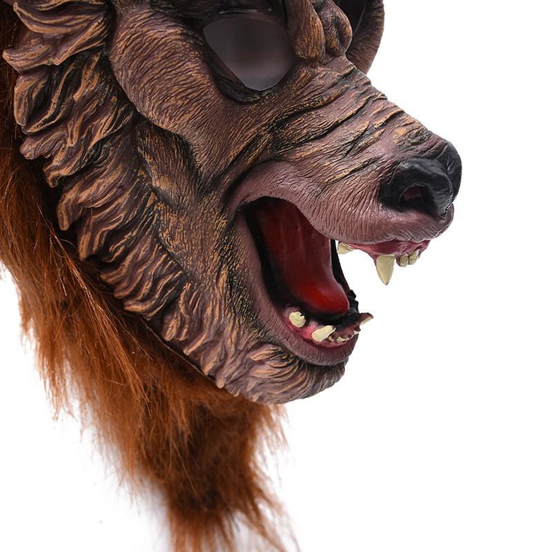 Halloween Cosplay Wolf Mask Gloves Set Latex Animal Head Costume Party
