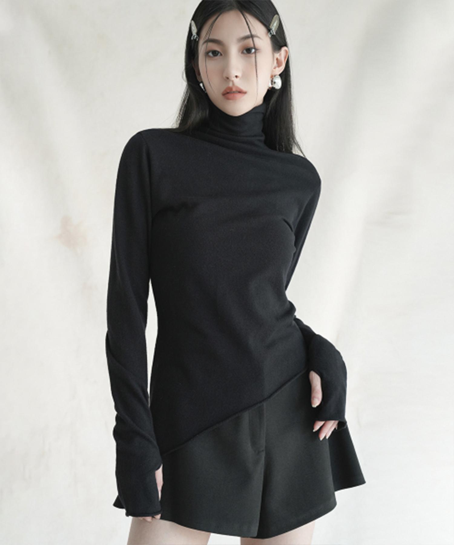 Urban Dress Diagonal Turtleneck Knit Black Black/S