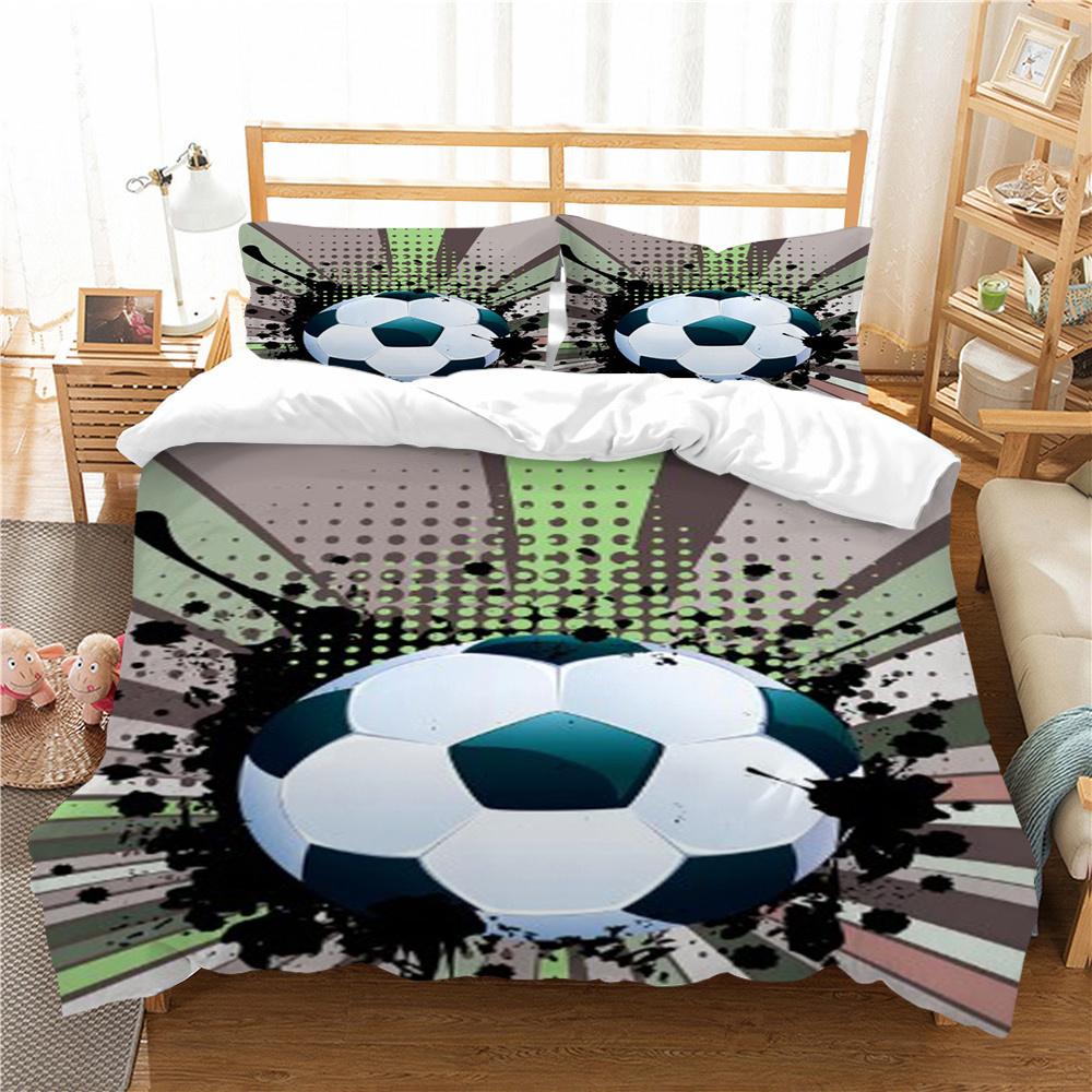 Bettwäscheset mit Fußball-Spielen und Kissenbezug, Heimbettwäsche mit Fußball-Druck, hochwertiges Bettbezug-Set, atmungsaktive Bettsets