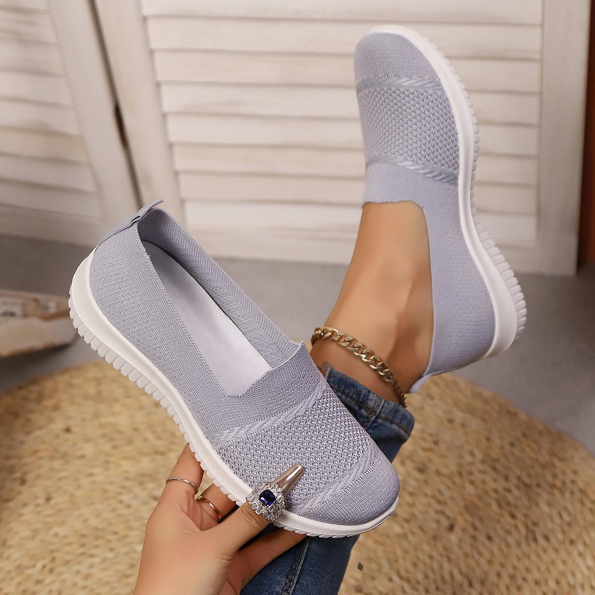 

Женские дышащие сетчатые кроссовки Slip-On - Лето 2025 Модные удобные туфли на плоской подошве 36 серый