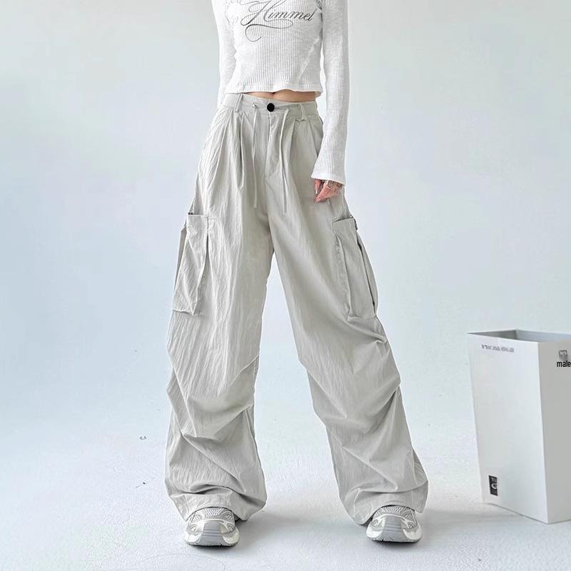 Damen Amerikanische Retro Fallschirmhose 2025: Unisex, Locker geschnitten, Hohe Taille, Weites Bein, Schnelltrocknender Cargo-Stil für den Herbst