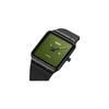 Square Men's Watch Leather Strap Black Simple Slim Stylish Waterproof Casual Business Gift Black Green