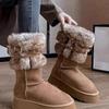 Fashion Thick-Soled Snow Boots Women's Ankle Winter Boots Thickened Fur Snow Boots 2025 New Cotton Soft Casual Snow Boots Original Girls' Fashionable