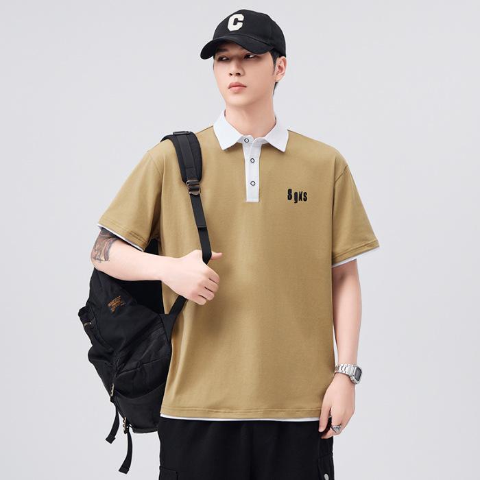 

Новая летняя футболка Свободная с лацканами Короткий рукав Футболка-поло 3XL