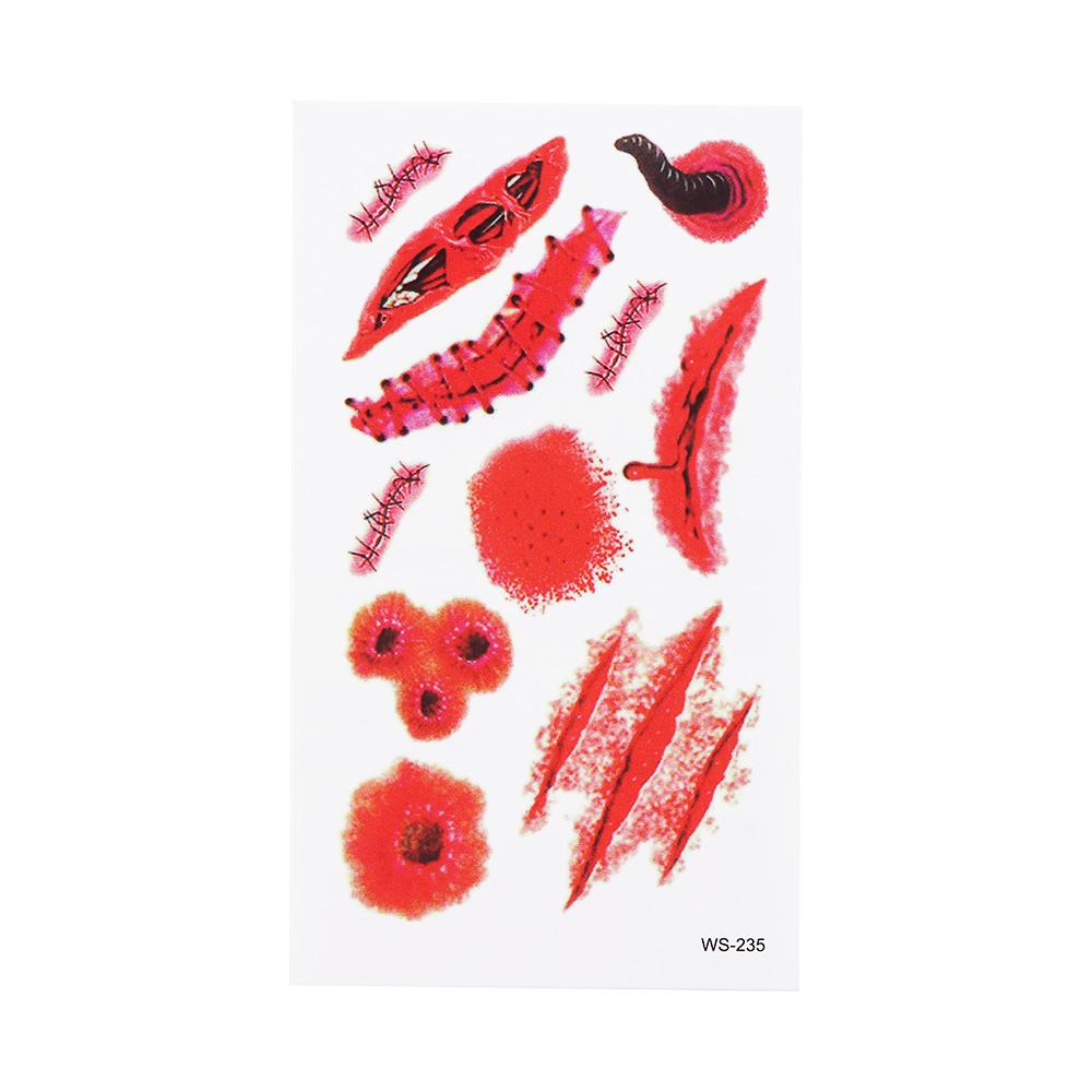 Face Body Art Horror Wound Temporary Tattoos Halloween Tattoo Stickers Fake Tattoo Horror Scar