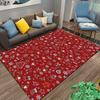 Area Rug Christmas Doodle Line Art Red Pattern Snowman Gingerbread Birds Carpet Bedroom Decor