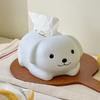 Decorative Little Dog Tissue Storage Box Figure Model Little White Dog Model Toy Birthday Gift