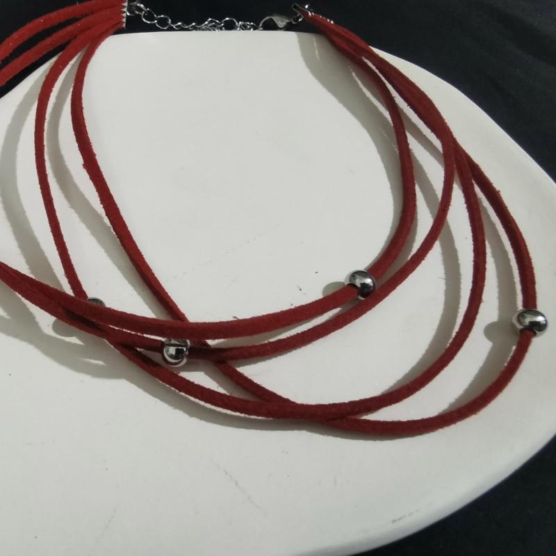 Colier choker cu mărgele din oțel titan, simplu, cu șnur din piele întoarsă, lanț pentru claviculă, bijuterii de petrecere, colier guler dulce și cool