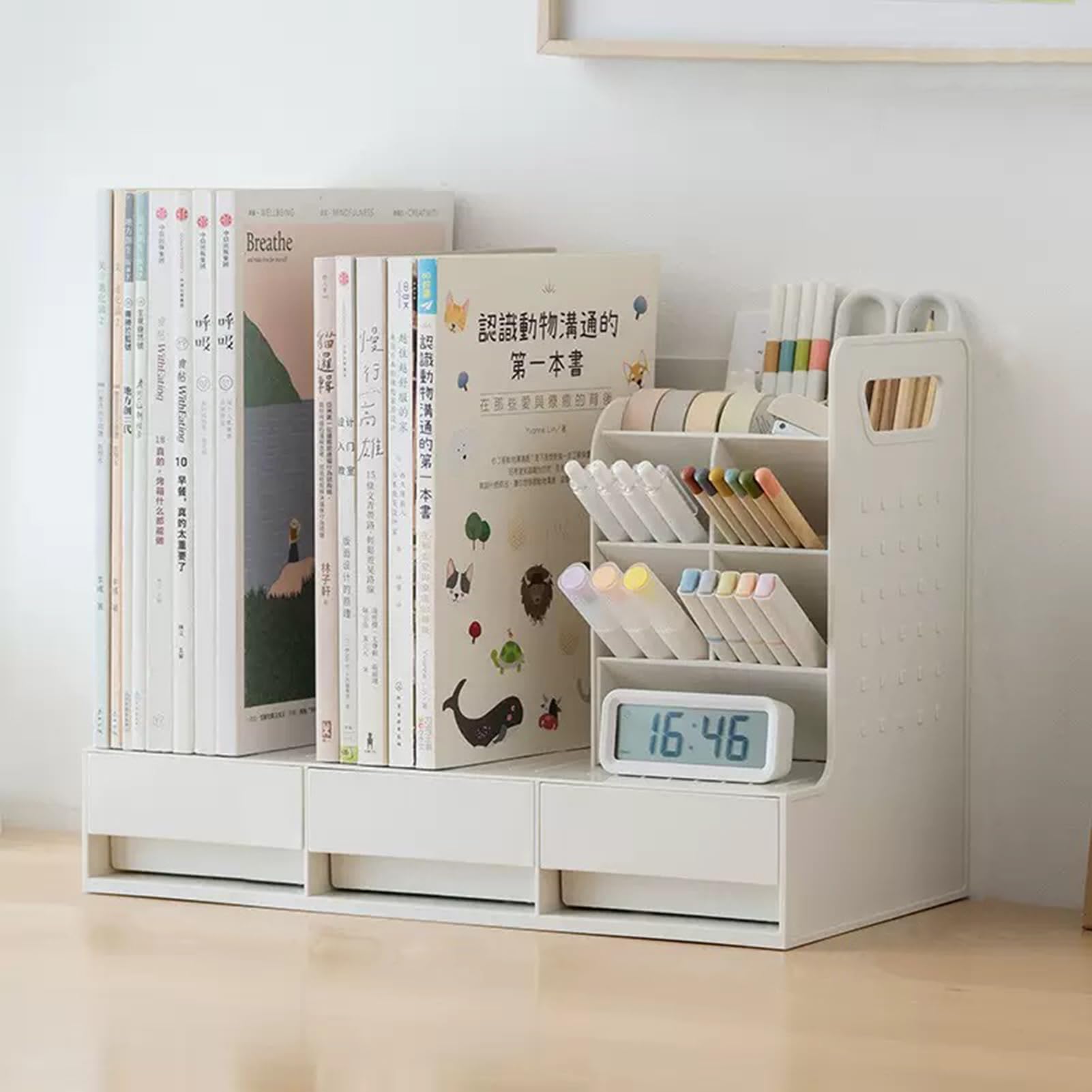 

YHOMBES Desktop Storage Desk Organizer No Assembly Required Desk Tabletop Desk Pen Storage Small Item Cosmetics Multifunctional Desk Stylish Book Desk