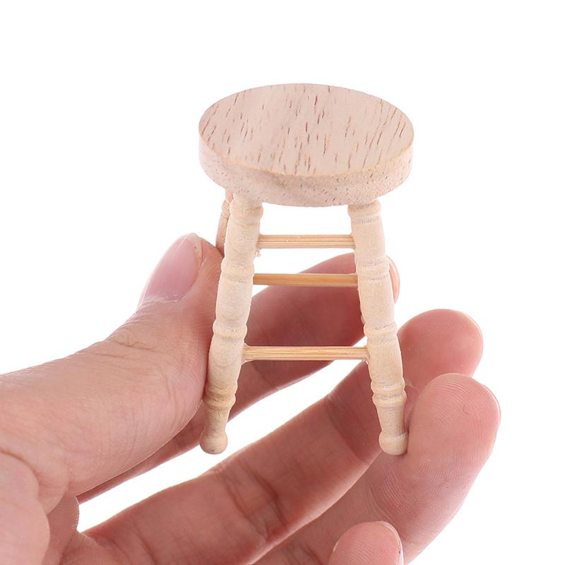 1Pcs Dollhouse Log Round Stool Mini Ornament