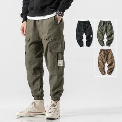Herren Vintage Cargohose Dünne Multi-Pocket Übergroße Hose Baumwolle Casual Jogger Jogging Streetwear Patch Männliche Kleidung