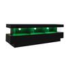 160*38*50.5 cm Black High Gloss TV Stand with 3 Glass Shelves, LED Lighting, App Control, Bluetooth Connectivity for 70-Inch TVs, Smart TV Stand