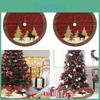 Festive Checked Fabric Christmas Tree Skirt With Charming Embroidery And Unique Design