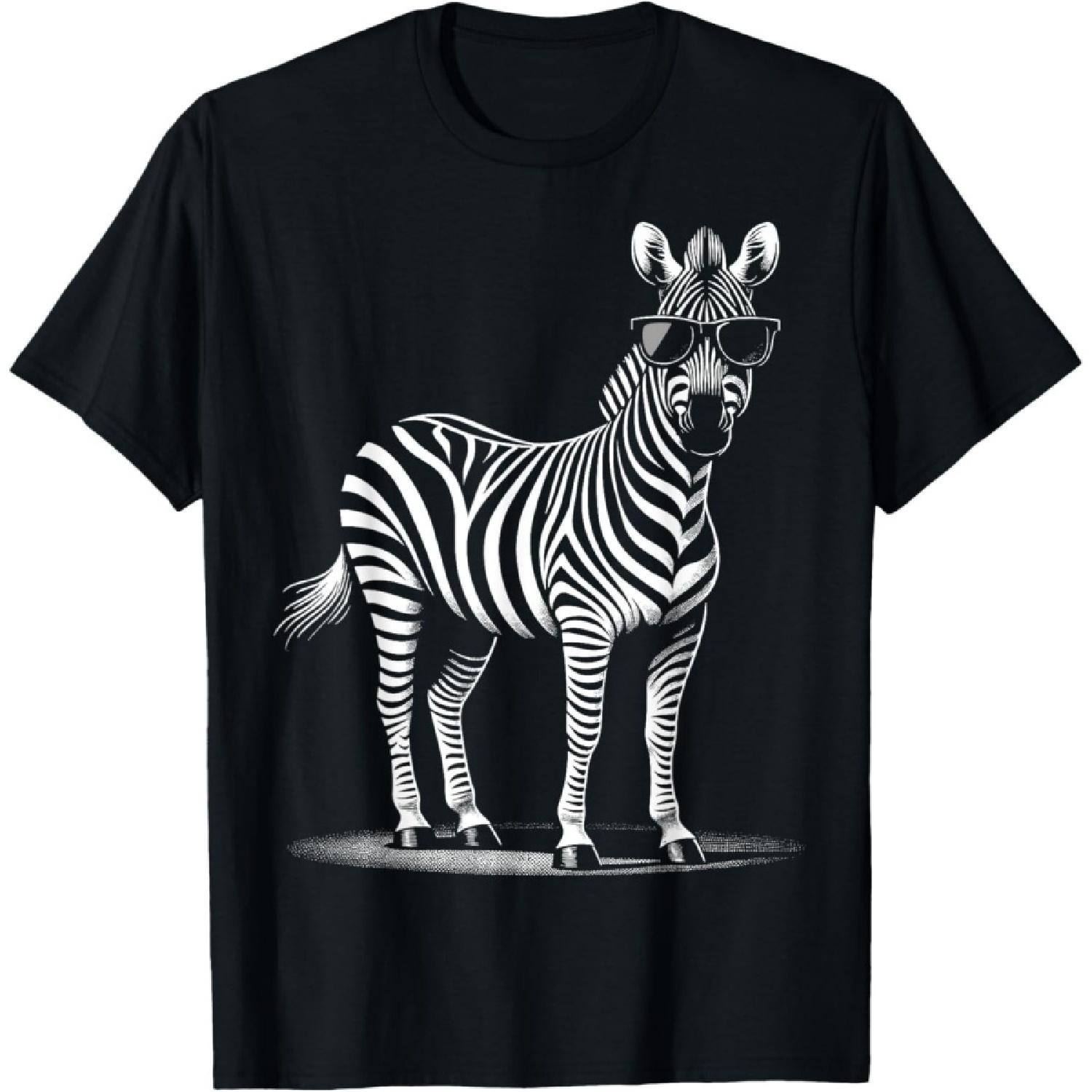 Zebra with Sunglasses Zookeeper Wildlife Animal Zebra T-Shirt S