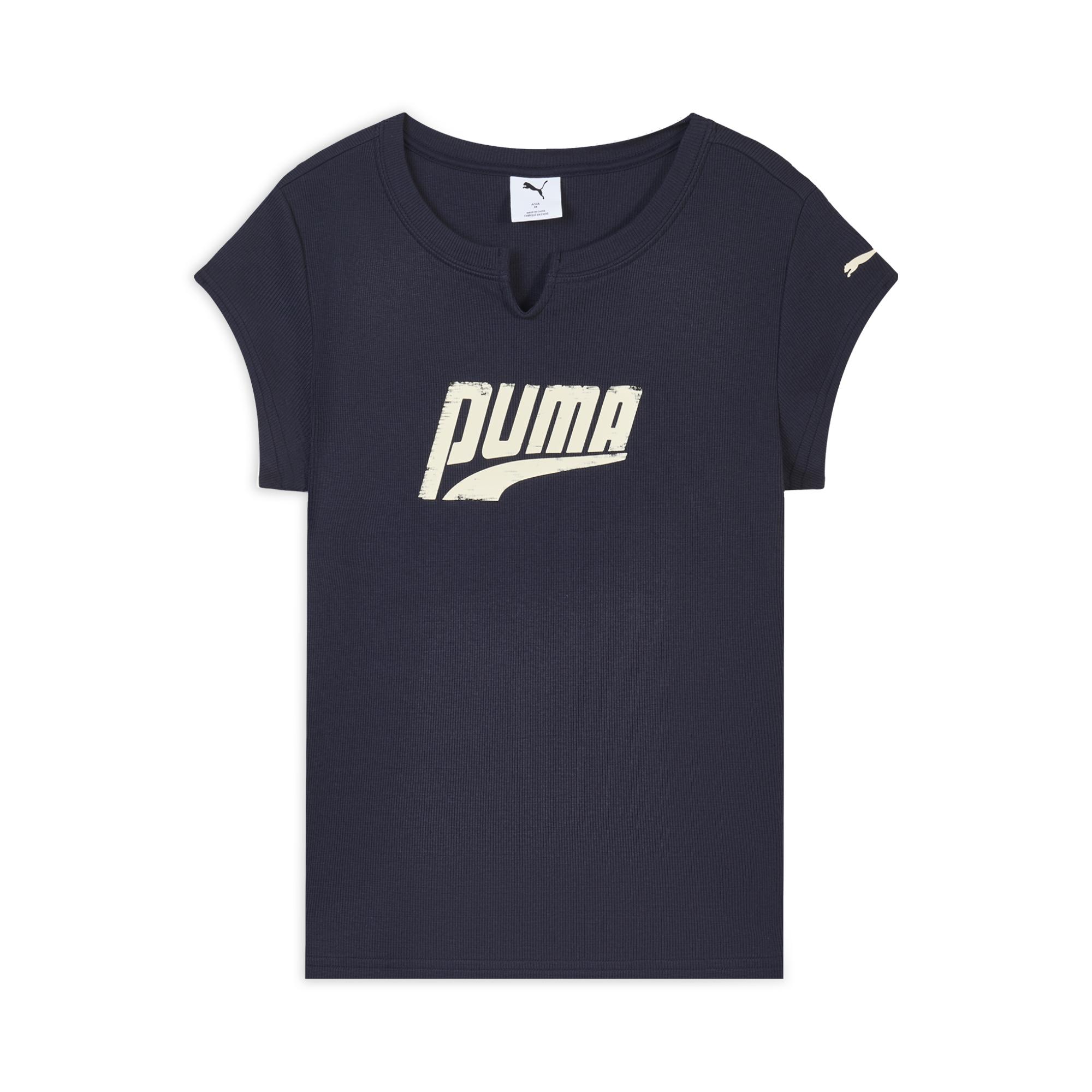 

Puma Graphic Ribbed Slim Fit Sport Simple Short Sleeve T-Shirt Women tops 638607-16 S
