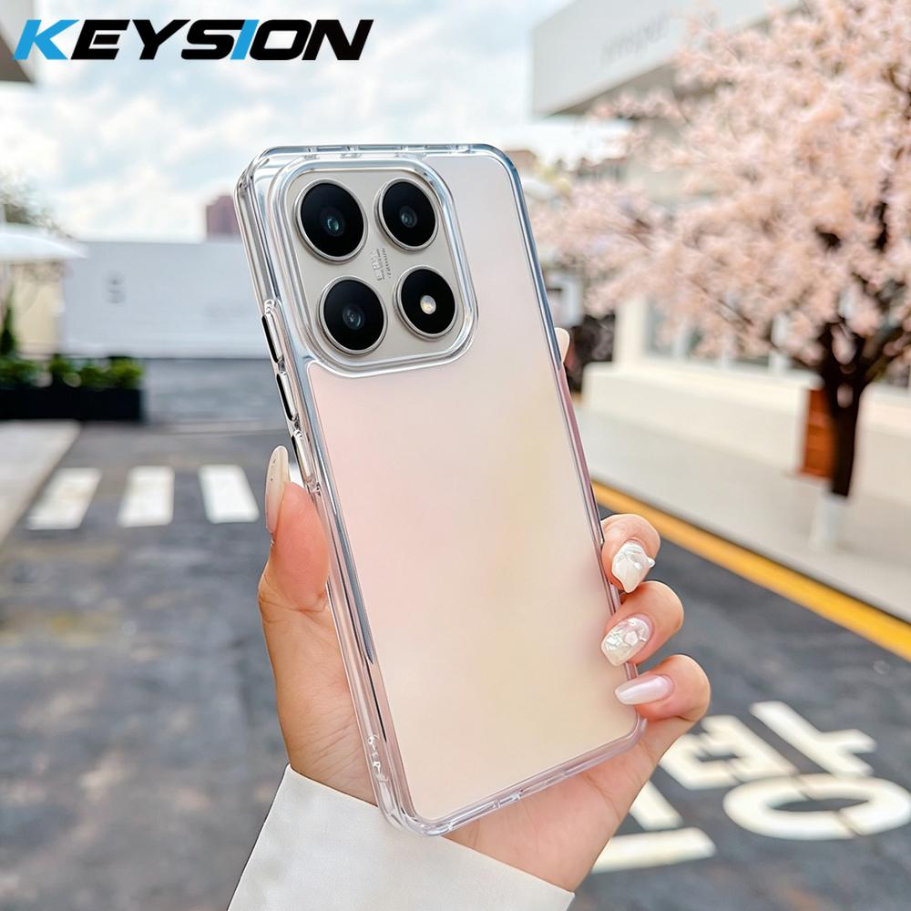 KEYSION Fashion Laser Gradient Colorful Phone Case for Xiaomi 14T 14T Pro 5G Soft TPU+PC Shockproof Back Cover for Xiaomi 14T 5G