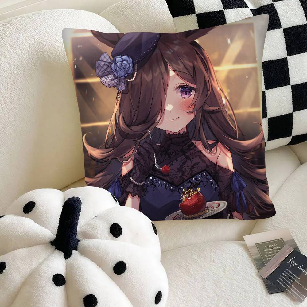 Rice Shower Hot Anime Umamusume Pillow Case Square Pillow Bedroom Sofa Leisure Comfort Cushion Car Home Decoration