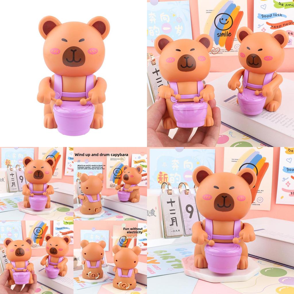 Capybara Spielzeugtrommel mit Federmechanismus für frühkindliches Lernen und sensorische Entwicklung
