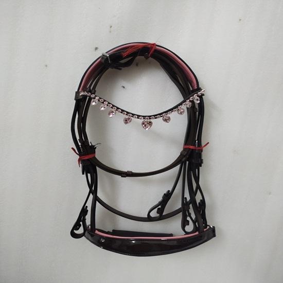 Designer Leather Bridle with Light Pink Crystal Browband with Pink Padded .