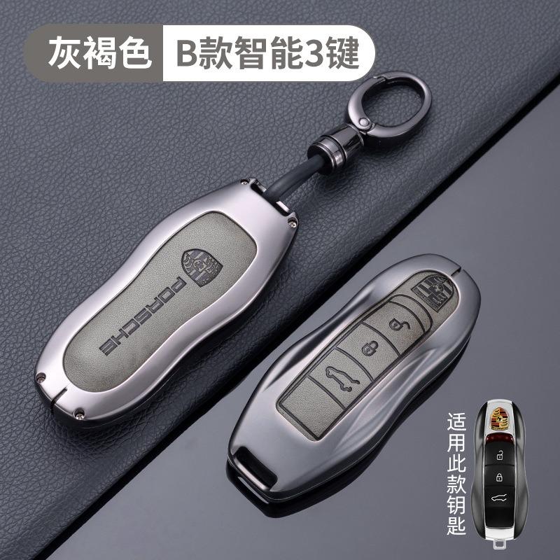 Zinklegierung Leder Auto Schlüsselhülle Abdeckung Schutzhülle Keyless für Porsche 718 911 Panamera Cayman Cayenne Macan Auto Zubehör