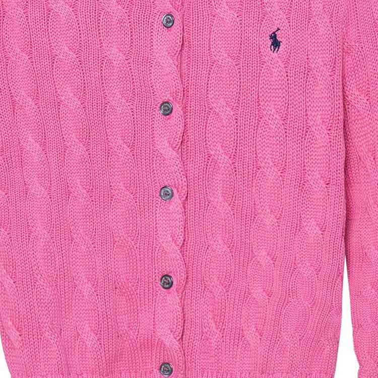 Polo Ralph Lauren SS23 Solid Color Embroidered Cable Knit Long Sleeve Sweater Women sweater Rose-Red 211891643007