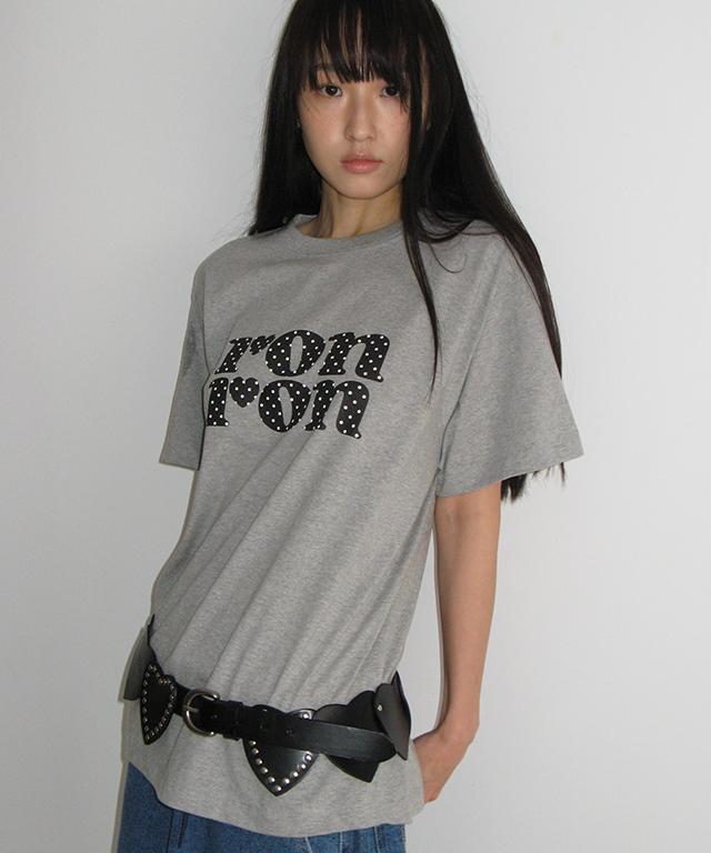 RONRON Dot Logo Basic Fit T Shirt Gray