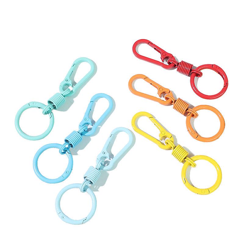 Colorful Zinc Alloy Carabiner Keychain with Rebound Finger Ring