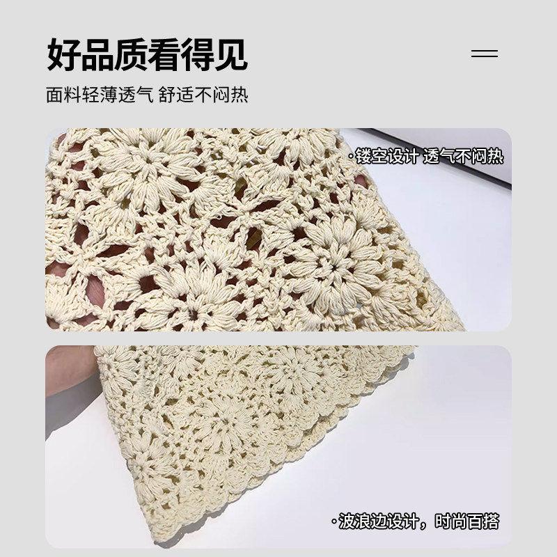 Ju Jingyi Knitted Hollow Baotou Hat Women's Big Head Circumference Show Face Small Cold Hat Spring and Summer Thin Stacking Hat